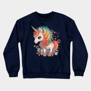 Enchanted Blossoms: A Floral Journey with the Rainbow-maned Unicorn Crewneck Sweatshirt